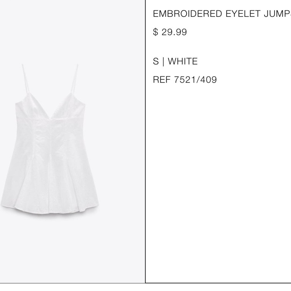 White Embroidered Eyelet Jumpsuit Zara